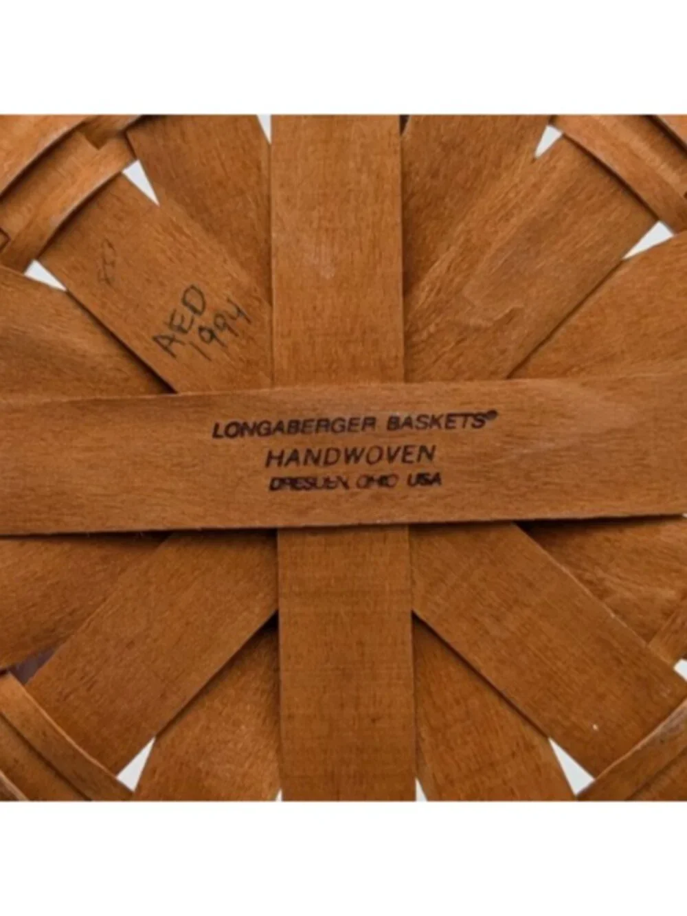 Longaberger 1994 Round Leather Handle Basket vintage